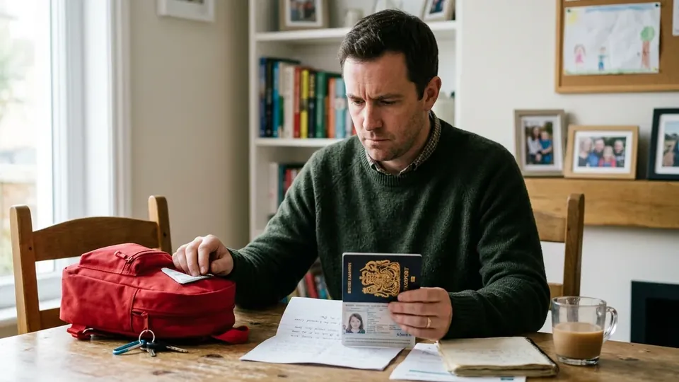 Parent reviewing travel consent letter and child passport for holiday approval from Alderton Family Mediation